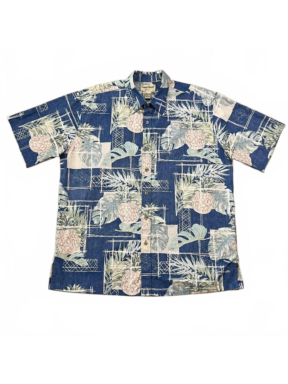 Cooke Street Mens Blue Pineapple Hawaiian Graphic Shirt Size XL